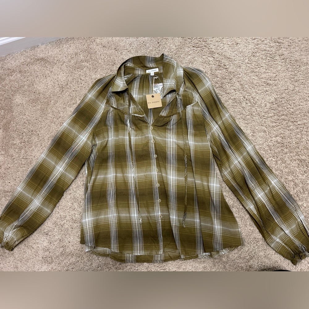Blu Pepper Khaki Plaid Shirt